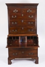 Antique George III Mahogany Chest on Chest Secretaire Circa 1770 18th C