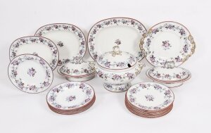 Antique 22 Piece Müller Volkstedt MV Co. Decorated Dinner Service, 20th C