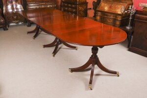 Antique 11ft George IV Regency Triple Pillar Dining Table C1830 19th C