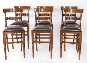 Bespoke Set of Six Burr Walnut & Leather Upholstered Bar Stools