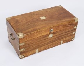 Antique Petit Military Campaign Camphorwood Trunk Coffer Early19th C