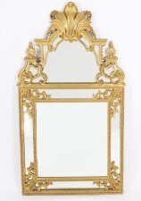 Antique Giltwood Louis Revival Overmantel Cushion Mirror C1920 140 x 83cm