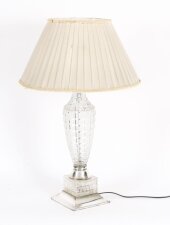 Antique Bohemian Art Deco Crystal Cut Table Lamp Circa 1920