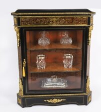 Antique French Napoleon III Ebonized Boulle Pier Cabinet 19th C