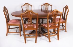 Vintage Oval Dining Table & 6 sheild back chairs by William Tillman 20th C