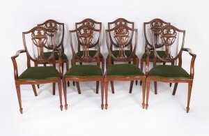 Antique Set 8 Edwardian Shield Back Dining Chairs Circa 1910 20th C