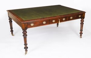 Antique 5ft 6& 34 Victorian 6 Drawer Partners Writing Library Table Desk 19th C
