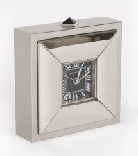 Vintage Cartier Paris Cased Palladium Plated Desk Alarm Clock C1990