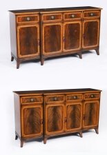 Vintage Pair Flame Mahogany Sideboards Retailed by Harrods Late 20th C