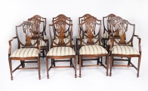 Vintage Set 12 English Harrods Shield Back Dining Chairs Mid 20th Century