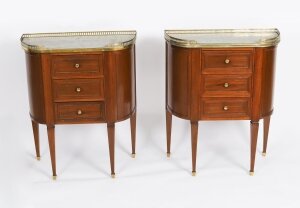 Antique Pair French Louis XVI Revival Bedside Chests Petit Commodes 19th C Antique Pair French Louis XVI Revival Bedside Chests Petit Commodes 19th C