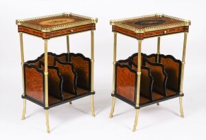 Antique Pair French Ormolu Mounted Occasional Side Tables 19th C