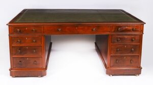 Antique Victorian 6ft Flame Mahogany Partners Pedestal Desk 19th C