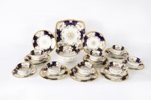 Antique Coalport & 34 Bat Wing& 34 Pattern Porcelain Tea Set Circa 1910