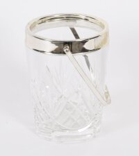 Vintage Silver Plate & Crystal Ice Pail Bucket Mid 20th Century