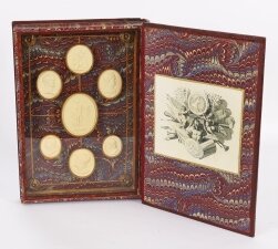 Antique Set Scholar& 39 s Book Form Plaster Grand Tour Intaglios Emperors19th C