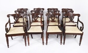 Antique Set 12 Irish Regency Bar Back Dining Chairs C1825 19th C