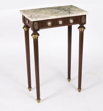 Antique Peite Console Table Sevres Plaques Marble Top 20th Century