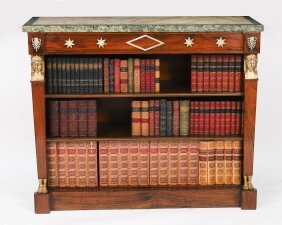 Antique French Empire Marble Top Open Bookcase Mid 19th Century