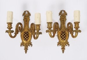 Antique Pair French Gilt BronzeOrmolu Wall Lights Appliques 19th century