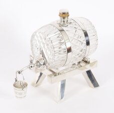 Antique Crystal Barrel Decanter on Stand Mappin & Webb 19th C