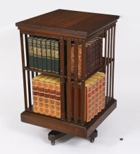Antique English Victorian Oak Revolving Bookcase Circa 1890