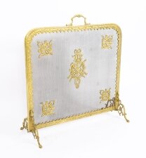 Antique French Empire Revival Classical Trophies Gilt Bronze Fire Screen 19th C