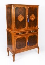 Antique Art Deco Walnut Marquetry Cocktail Cabinet Dry Bar by Epstein C 1930