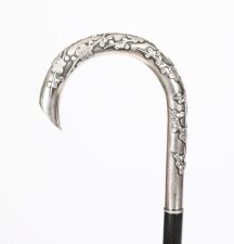 Antique Hong Kong Silver Walking Cane Wang Hing & Company 宏興 19thC