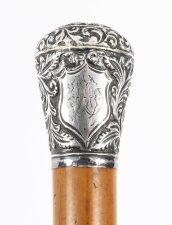 Antique English Silver Topped Walking Stick Cane 99cm 39 inches
