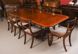 Vintage Regency Revival Dining Table & 8 Chairs by William Tillman 20th C