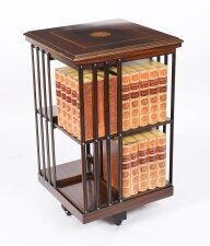 Vintage Inlaid Mahogany Revolving Bookcase 20th C Vintage Inlaid Mahogany Revolving Bookcase 20th C