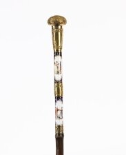 Antique French Gold Plate Sevres Porcelain Walking Sword Stick 19thC 91cm 36& 34 