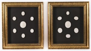 Antique Pair Giltwood Framed Grand Tour Plaster Intaglios 19th Century