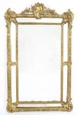 Antique Giltwood Louis Revival Overmantel Cushion Mirror C1860 169 x 105cm