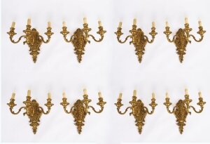 Antique set of 8 French Gilt Bronze Ormolu Wall Lights Appliques Circa 1900