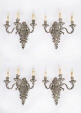 Antique Set of 4 French Silver Plated Wall Lights Appliques Circa 1900