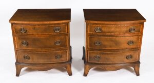Vintage Pair of Burr Walnut Bedside Chests Cabinets mid 20th C