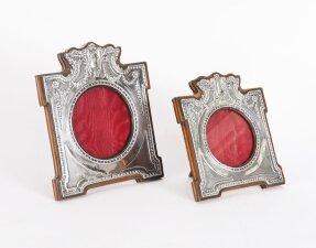 Antique Pair Sterling Silver Photo Frames Mappin Bros 1907 25x18cm