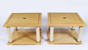 Vintage Pair Harrods Biedermeier Birdseye Maple Coffeee Tables 20th Century