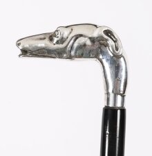 Antique French Silver Greyhound Walking Stick Cane19th C 93cm 37inch Antique French Silver Greyhound Walking Stick Cane19th C 93cm 37inch