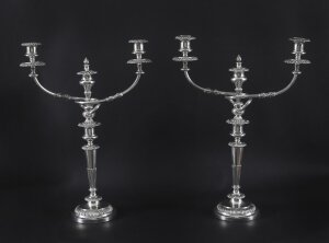 Antique Pair Large George III Three Light Candelabra by Matthew Boulton 18th C