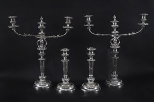 Antique Large Old Sheffield George III Candelabra 4 Piece Suite, 18th Century