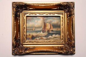 Elegant Oil Painting Sailing Ship Giltwood Frame | Ref. no. P0062 | Regent Antiques