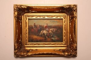 Oil Painting Arab Bedouin Horsemen Giltwood Frame | Ref. no. P0077 | Regent Antiques