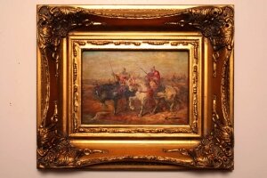 Oil Painting Arab Bedouin Horsemen Giltwood Frame | Ref. no. P0078 | Regent Antiques