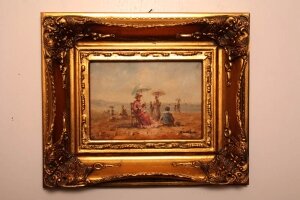 Oil Painting Impressionist Beach Scene Giltwood Frame | Ref. no. P0091 | Regent Antiques