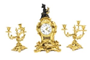 Antique French Gilt Bronze Rococo Mantel Clock Garniture Set 19th Century | Ref. no. R0039 | Regent Antiques