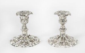 Antique Pair Victorian Rococo Revival Silver Plated  Candlesticks, 19th C | Ref. no. X0008 | Regent Antiques