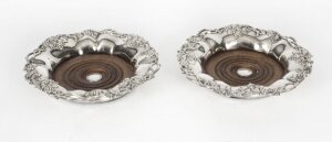Antique Pair Silver Plated Coasters by William Howe & Co 19th Century